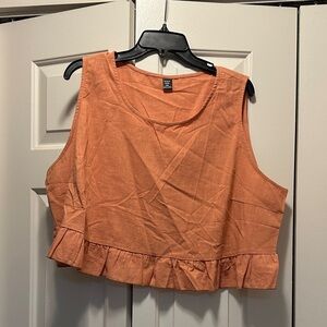 SHEIN Terracotta Ruffle Hem Crop Top